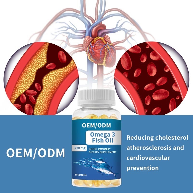 Fische ölen Omega 3 Softgels einkapselt Vitamin E DHA EPA für Herz Brain Joint Health