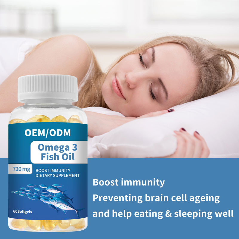 Fische ölen Omega 3 Softgels einkapselt Vitamin E DHA EPA für Herz Brain Joint Health
