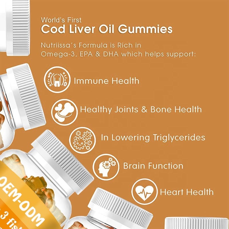 Omega 3 Lebertran-Pillen Fisch-Öl Softgels EPA DHA gummiartig für die Kinder erwachsen