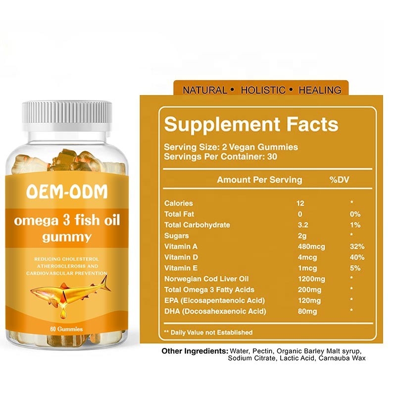 Omega 3 Lebertran-Pillen Fisch-Öl Softgels EPA DHA gummiartig für die Kinder erwachsen