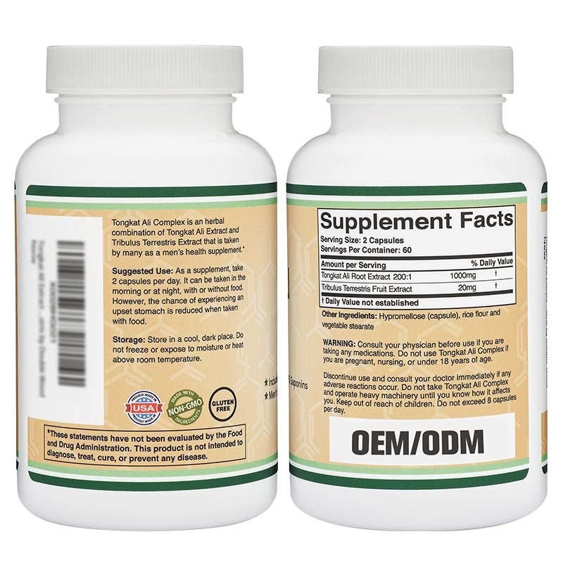 Kräuterhormon kapselt die Gesundheits-Ergänzung Tongkat Ali Extract With Tribulus Terrestris der Männer ein