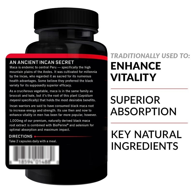 Soem-Schwarzes Maca-Wurzel 20000Mg kapselt für Männer und Frauen-strengen Vegetarier Max Strength Energy Supplement ein