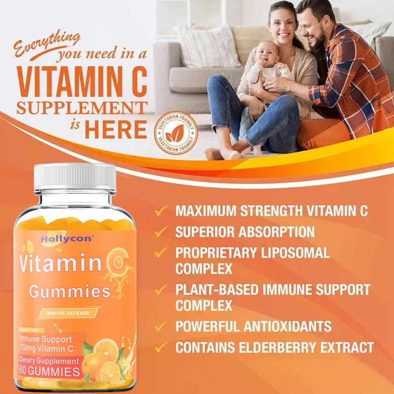 750mg Vitamin C Gummies für Erwachsen-immune Unterstützung mit b-Vitamin-Gluten-freier Orange