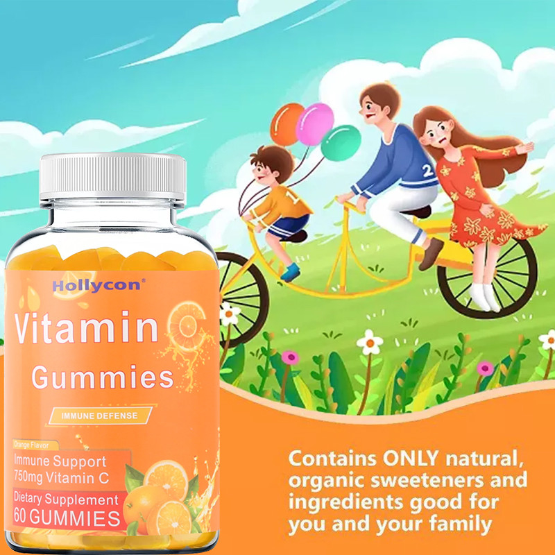 750mg Vitamin C Gummies für Erwachsen-immune Unterstützung mit b-Vitamin-Gluten-freier Orange