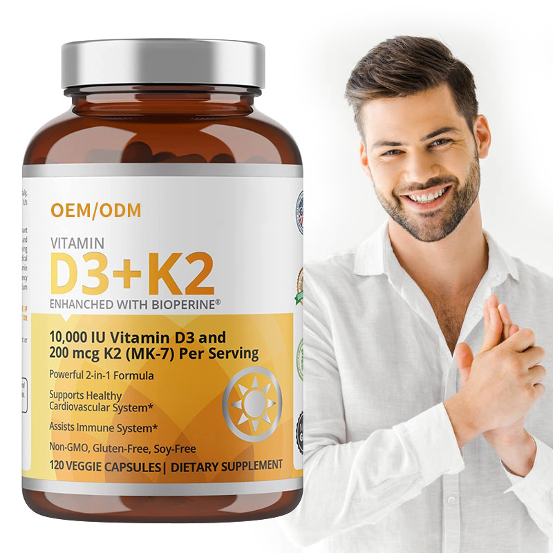 Nicht GMO-Formel 5000 IU-Vitamin D3 Gummies 90 Kapseln Magnetkardiogramm-Vitamin-K2 MK-7
