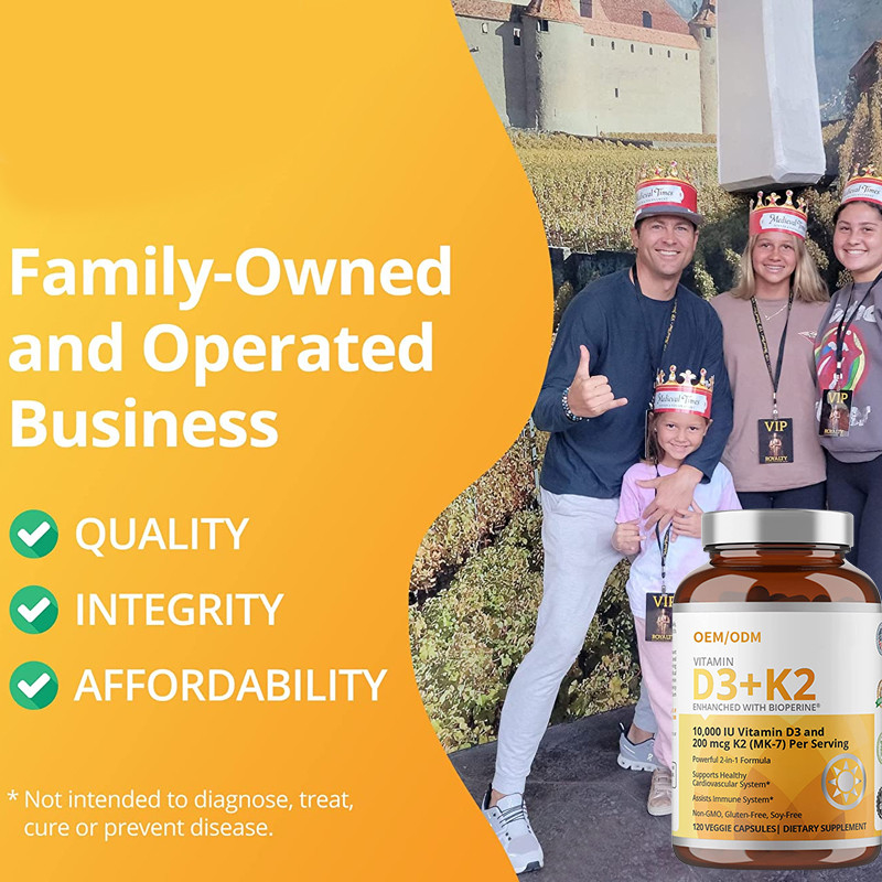 Nicht GMO-Formel 5000 IU-Vitamin D3 Gummies 90 Kapseln Magnetkardiogramm-Vitamin-K2 MK-7