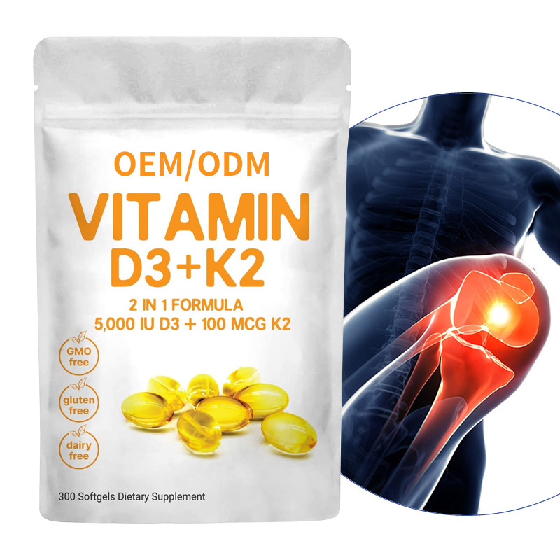 Kundenspezifisches Vitamin D3 Gummies 5000 IU mit K2 100 Magnetkardiogramm Softgels 2 in 1 Stützimmunem Herzen