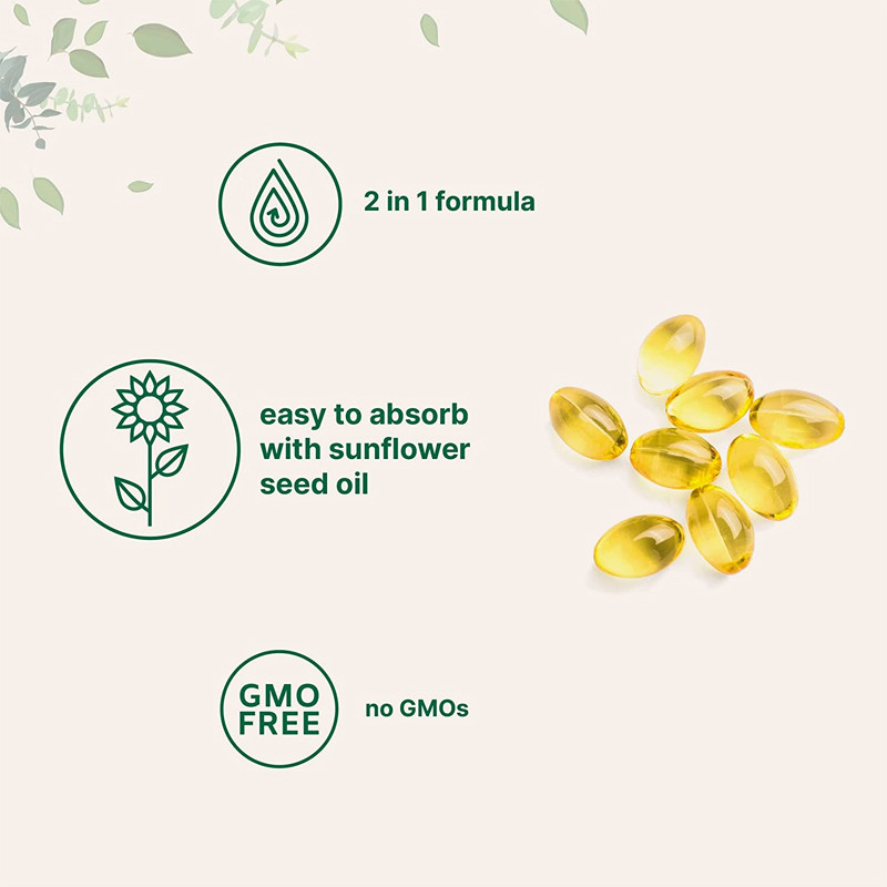 Kundenspezifisches Vitamin D3 Gummies 5000 IU mit K2 100 Magnetkardiogramm Softgels 2 in 1 Stützimmunem Herzen