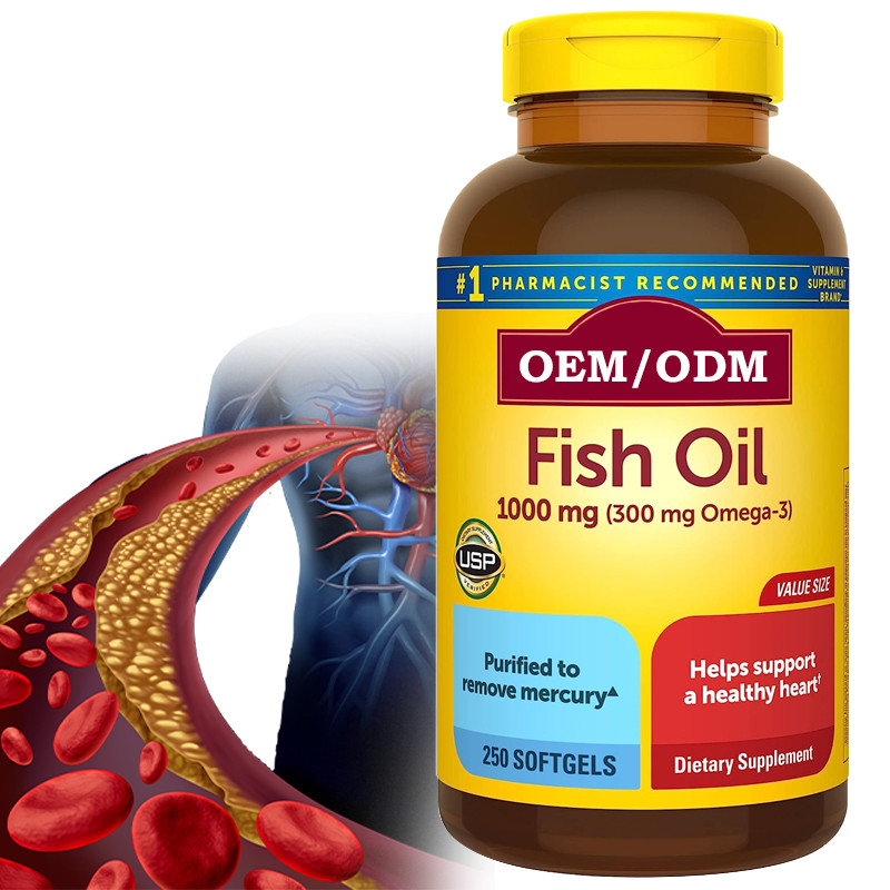 Fisch-Öl 1000Mg Softgels Omega 3 für gesunde Herz-Stützergänzung 250 Softgels 125 Tagesversorgung