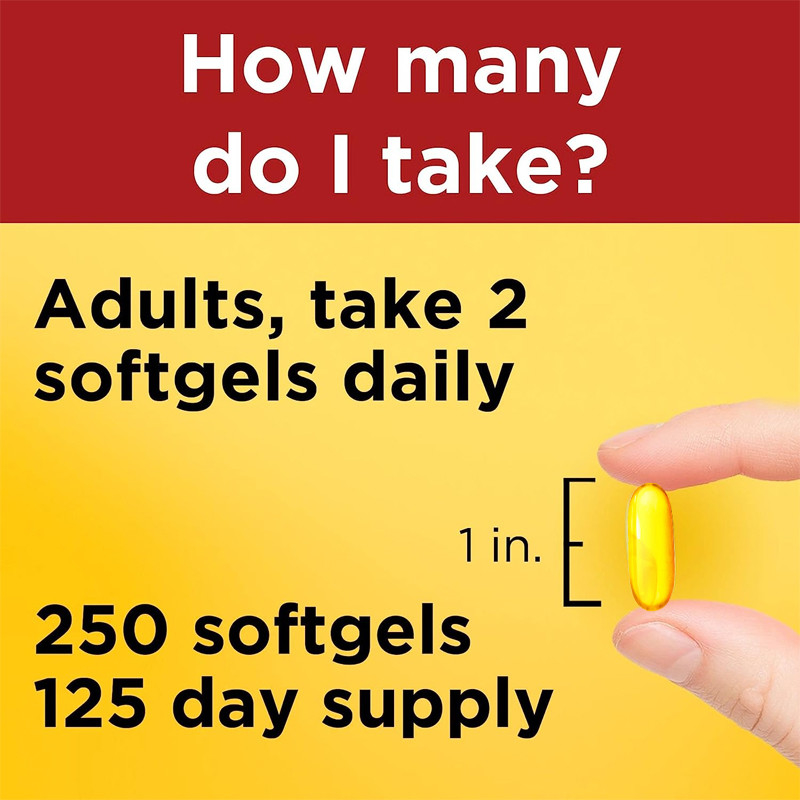 Fisch-Öl 1000Mg Softgels Omega 3 für gesunde Herz-Stützergänzung 250 Softgels 125 Tagesversorgung