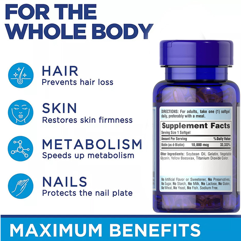 Biotin-Vitamin Gummies-Haar-Haut und Nägel Soems Skincare Zählung Magnetkardiogramms Softgels 100 Regrowth-10000