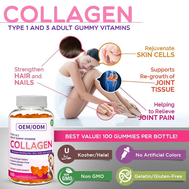 Biotin-Zink-Vitamin EG For Hair ODM-Kollagen Gummies 2500mcg Haut und nageln Haar-Wachstum