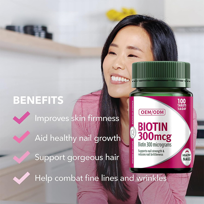 Coa-Biotin-Vitamin Gummies 300mcg behält gesunde Nagel-Aids im Zusammenbruch des Nahrungsfetts 100Pcs bei