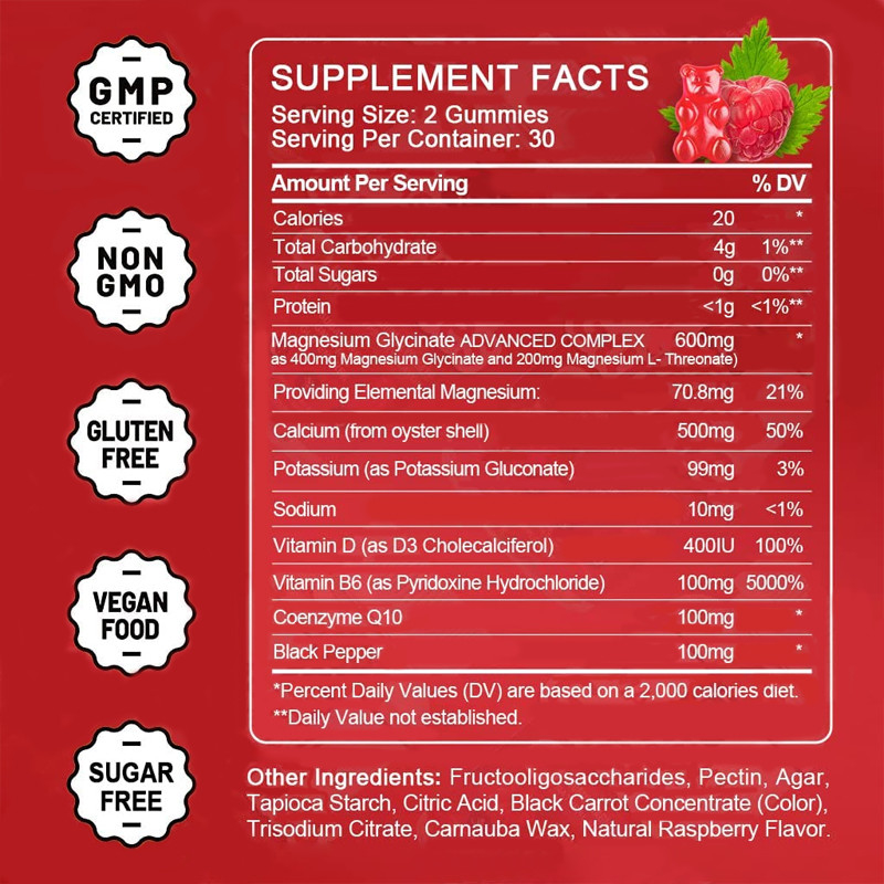 Gluten entspannt sich freier Melatonin-Vitamin Gummies-Stützschlaf Magnesium-Melissen-Auszug des Melatonin-Vitamin-D