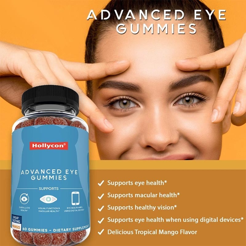 2500 mcg Vitamin B7, natürliches Zeaxanthin, Lutein, individuelle Geschmacksrichtungen, umweltfreundliche Produktion, Augengummis