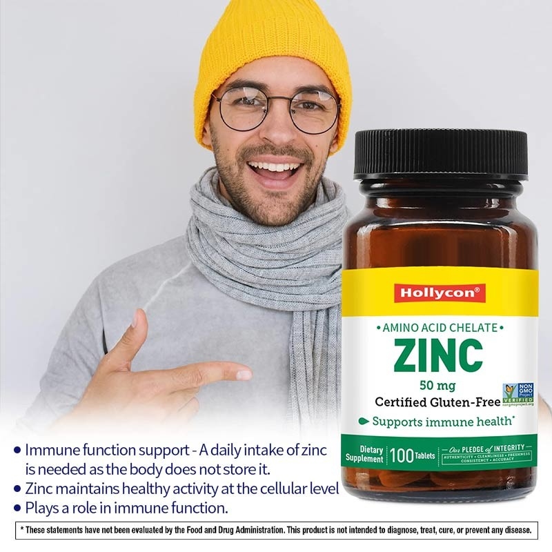 OEM & ODM Private Label Zink 50 mg Aminosäure-Chelatt-Tabletten 100ct Zertifiziert glutenfrei