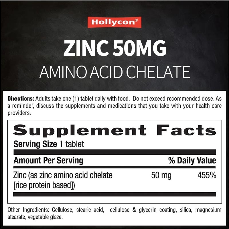 OEM & ODM Private Label Zink 50 mg Aminosäure-Chelatt-Tabletten 100ct Zertifiziert glutenfrei