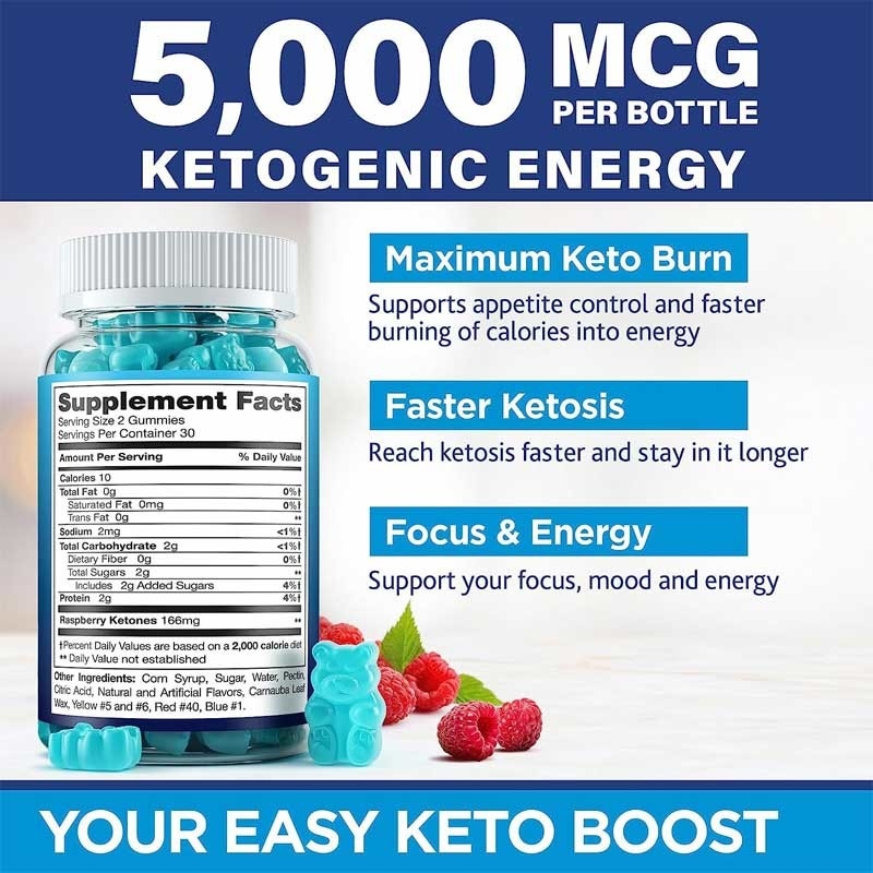 HACCP Keto Burn Gummies 5000 mg Extra Stärke Keto Snack Gummies Verbessern den Stoffwechsel Keto Vitamine