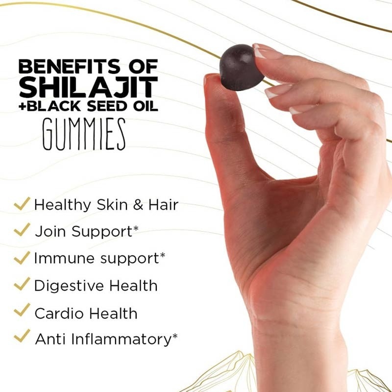 Reine Shilajit-Ergänzungsgummies mit schwarzem Samenöl mit hoher Wirksamkeit