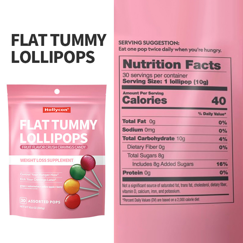 Private Label Fruchtgeschmack Crush Cravings Süßigkeiten Flachbauch Lollipops Gewichtsverlust Ergänzung