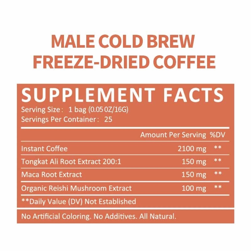 OEM Männliche Kalte Brauerei Gefriergetrockneter Kaffee Energie-Booster Ausdauer Leistungsfähigkeit Männer Erhöhung Instant-Kaffeepulver