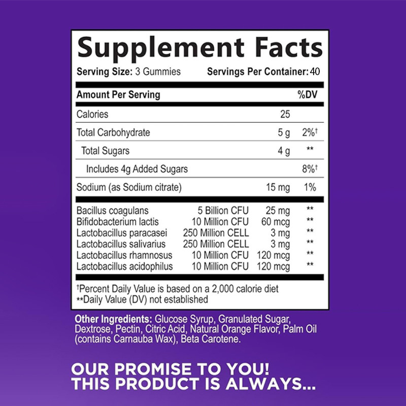 OEM Probiotische Gummies für Frauen und Männer Extra-Strength 5 Milliarden CFU Probiotische Gummies täglich