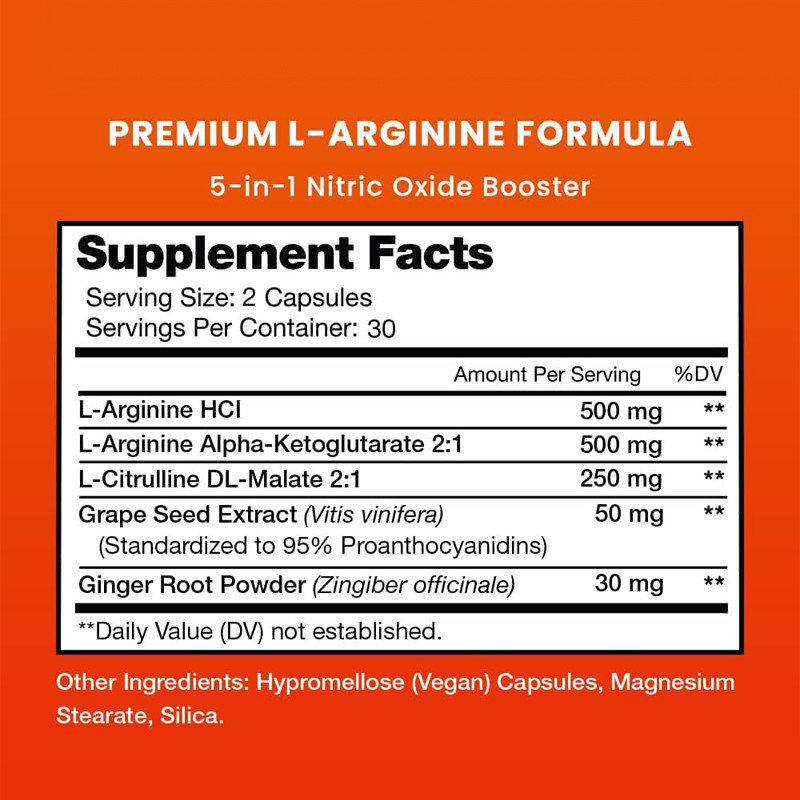 OEM Premium L-Arginin Ergänzung L-Argininpulver & L-Citrullin mit Traubenkernen & Ingwer