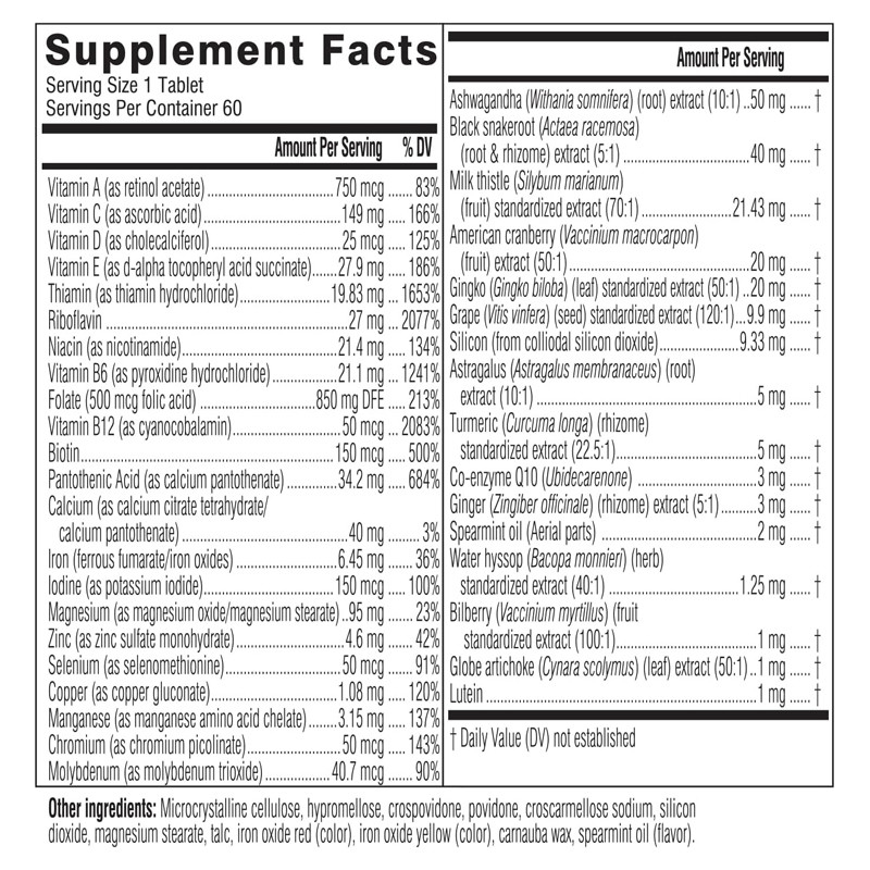 Tägliche Multivitaminpräparate für Frauen Energie, Stress und Immunförderung Frauen 50+ Multivitamin Tabletten