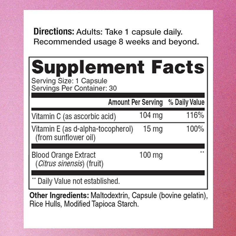 OEM Hautstrahlung Kapseln Blut Orange Extrakt Kollagen Haut Ergänzung Vitamin C Vitamin E Kapseln