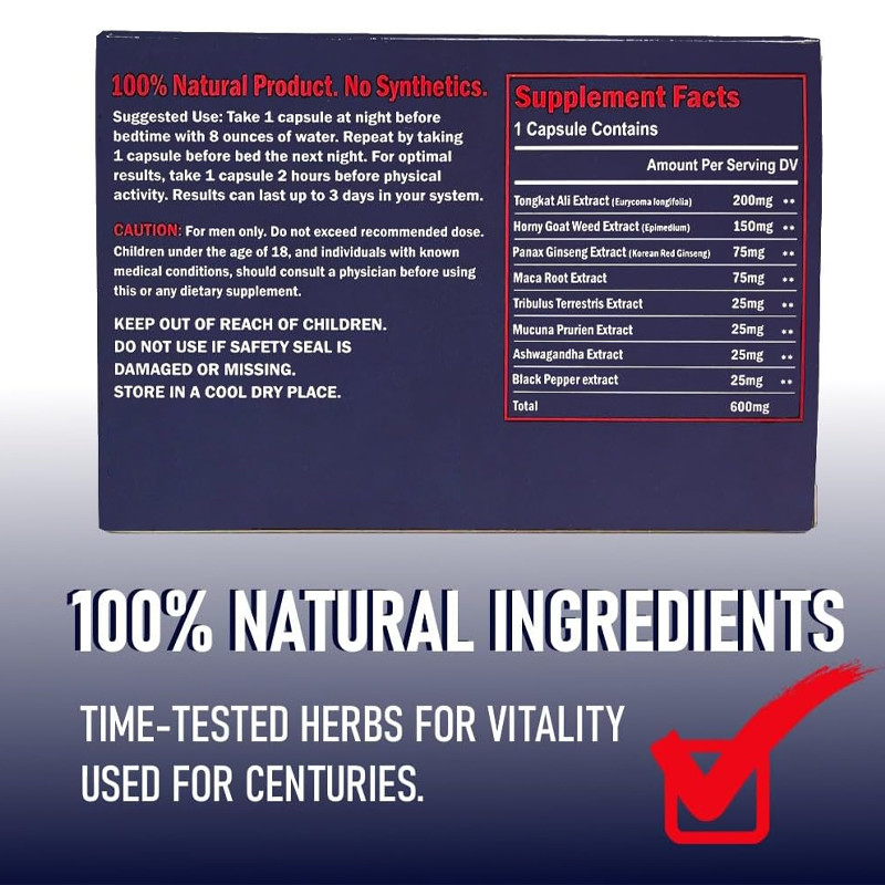 Kräuterpräparate für Männer Horny Goat Weed Tongkat Ali Ginseng Maca Wurzel Kapseln Schnelle Wirkung männliche Verbesserung Pillen
