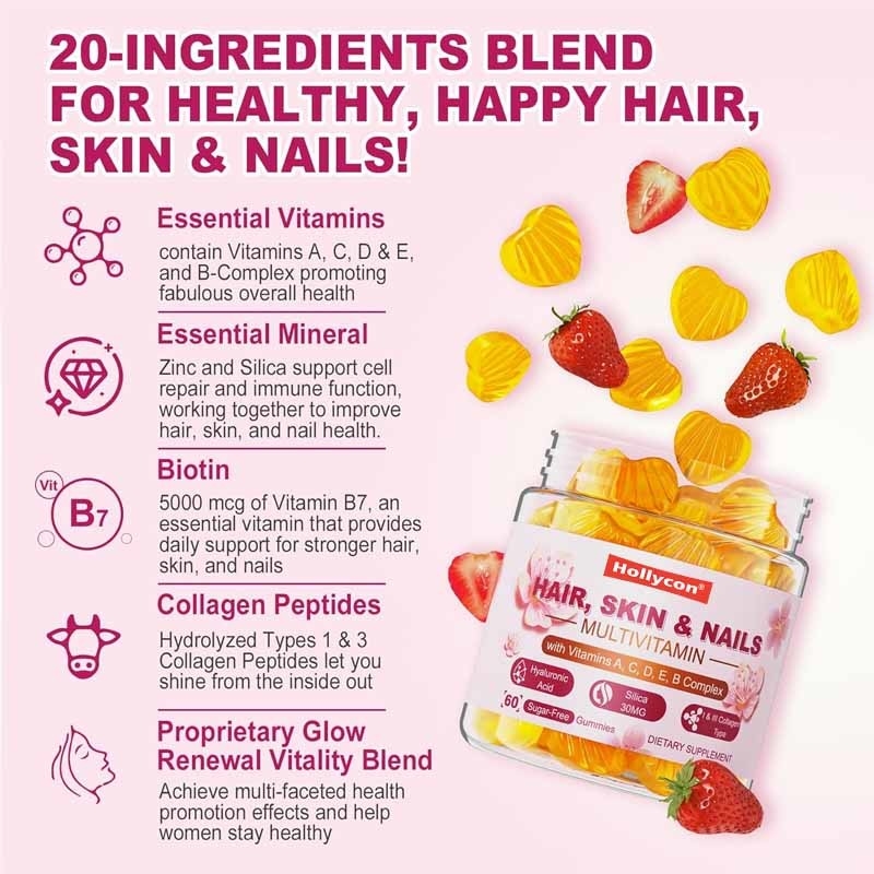 OEM & ODM-Unterstützung Gummi Naturbestandteile für Frauen Multivitamine Zuckerfreie Gummies
