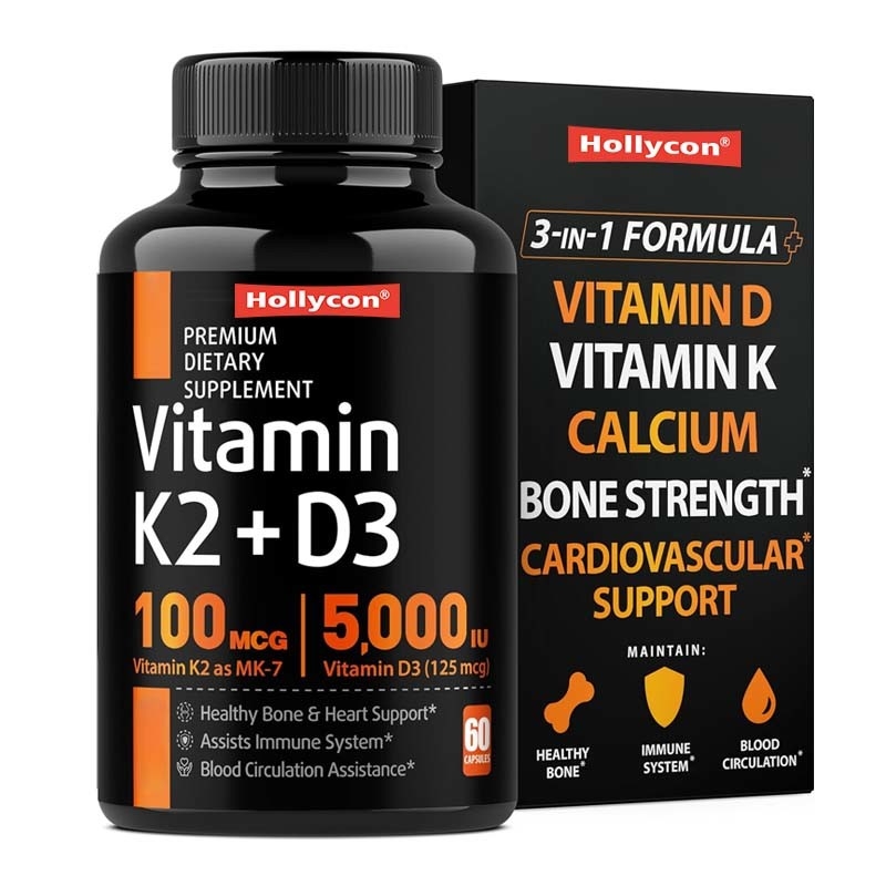 OEM-Unterstützung für Knochenstärker Ergänzungen für Immunvitamin D3 K2 Kalziumkapseln