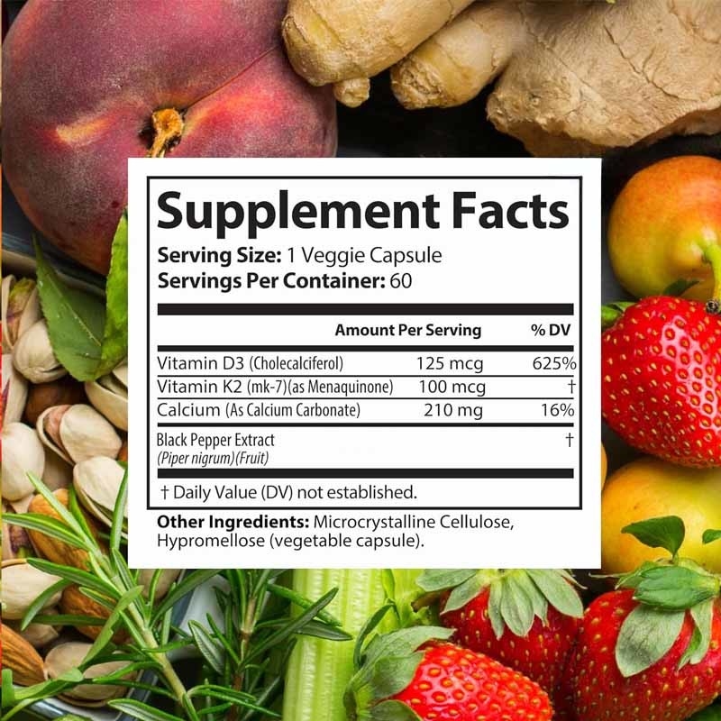 OEM-Unterstützung für Knochenstärker Ergänzungen für Immunvitamin D3 K2 Kalziumkapseln