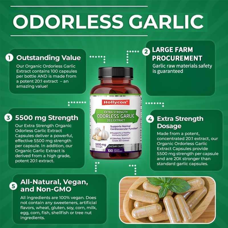 OEM-Unterstützung Bio-geruchloser Knoblauch-Extrakt Antioxidans für Erwachsene Knoblauch-Vegan-Kapseln