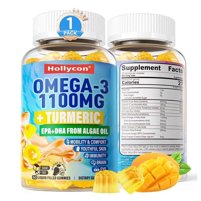 OEM-Unterstützung DHA Vitamin A C E Zink Kurkuma für Erwachsene Omega-3 Flüssiggummi