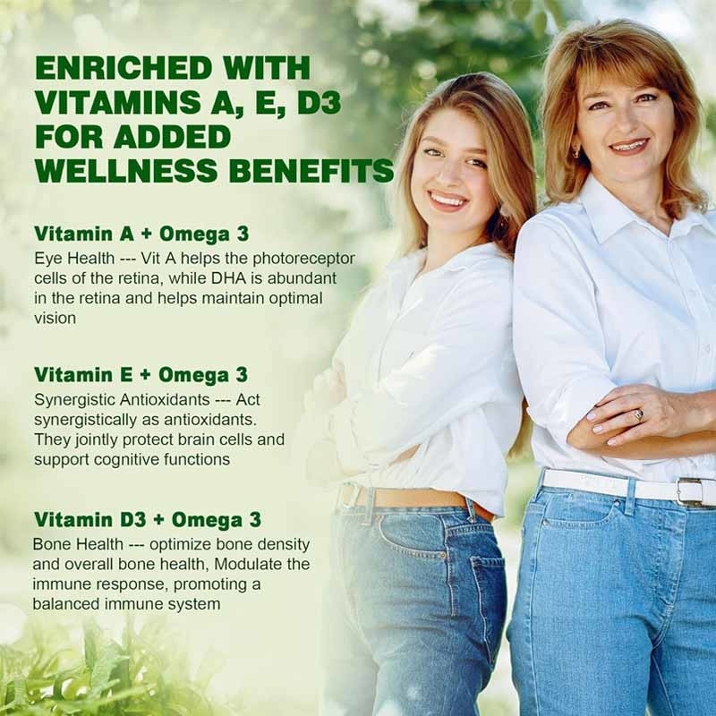 OEM-Unterstützung DHA Vitamin E A D3 für Gehirn-Augen-Gelenke Algen Omega-3 2200mg Gummies