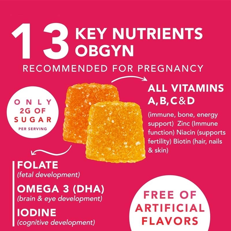 OEM DHA Folsäure Vitamin B C D Für fetale und neuronale Unterstützung Schwangerschaft Pränatale Kaugummi