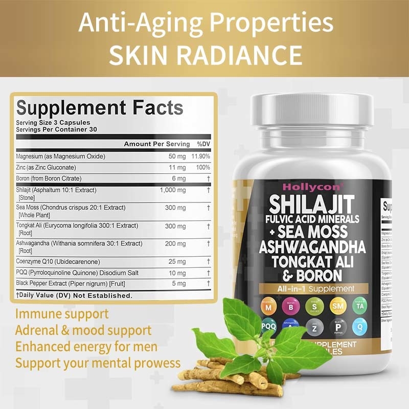 OEM Ashwagandha Tongkat Ali Bor Magnesium für Männer Fulvinsäure Shilajit Kapseln