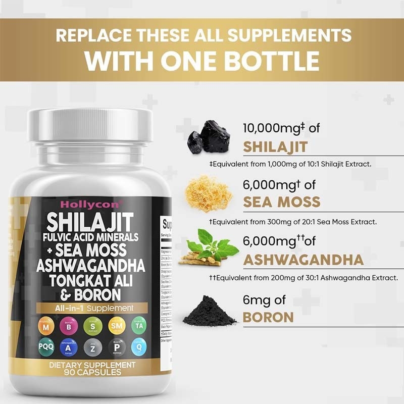 OEM Ashwagandha Tongkat Ali Bor Magnesium für Männer Fulvinsäure Shilajit Kapseln