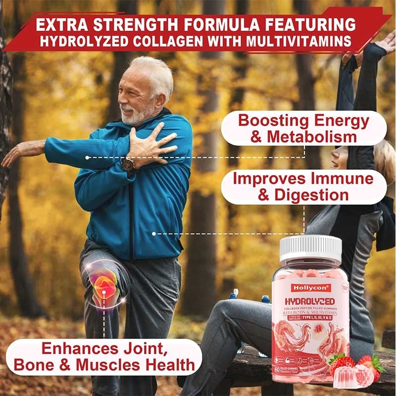 Zuckerfreies Hydrolysiertes Kollagenpeptid gefüllt mit Gummies Protein Typ I,II,III,V,X mit Biotin Vitamin