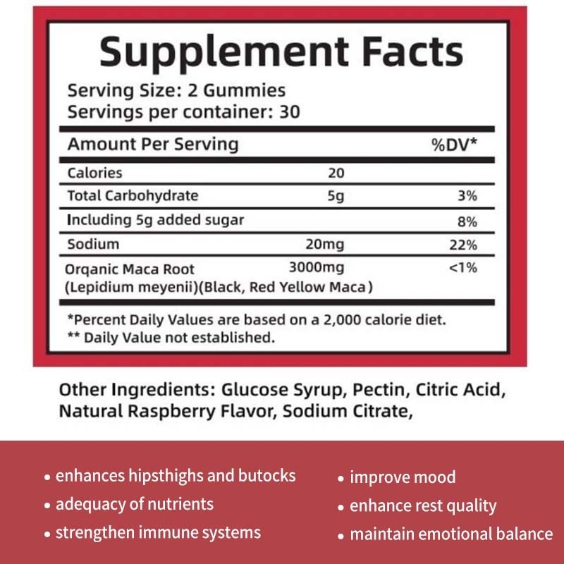 OEM Energie Stimmung Immunförderung und Hormonhaushalt für Frauen Macawurzel Gummies