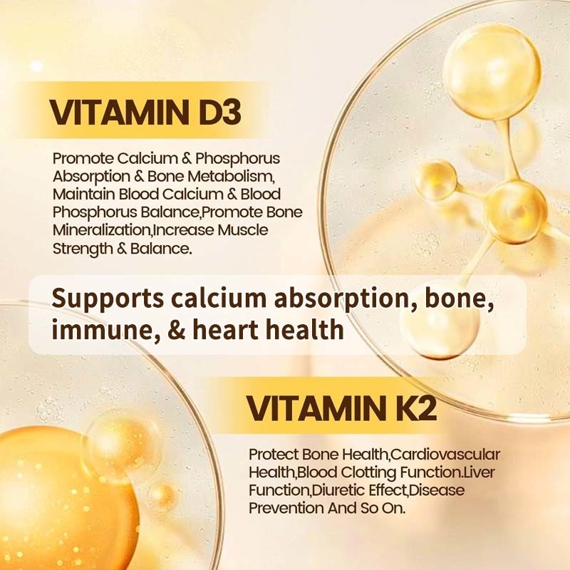 OEM Calcium Absorption Knochen Immun- und Herzgesundheit Vitamin D3 K2 Kokosnussöl Softgels