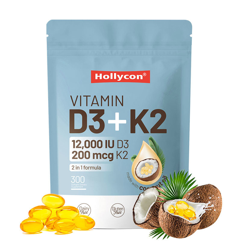 OEM Calcium Absorption Knochen Immun- und Herzgesundheit Vitamin D3 K2 Kokosnussöl Softgels