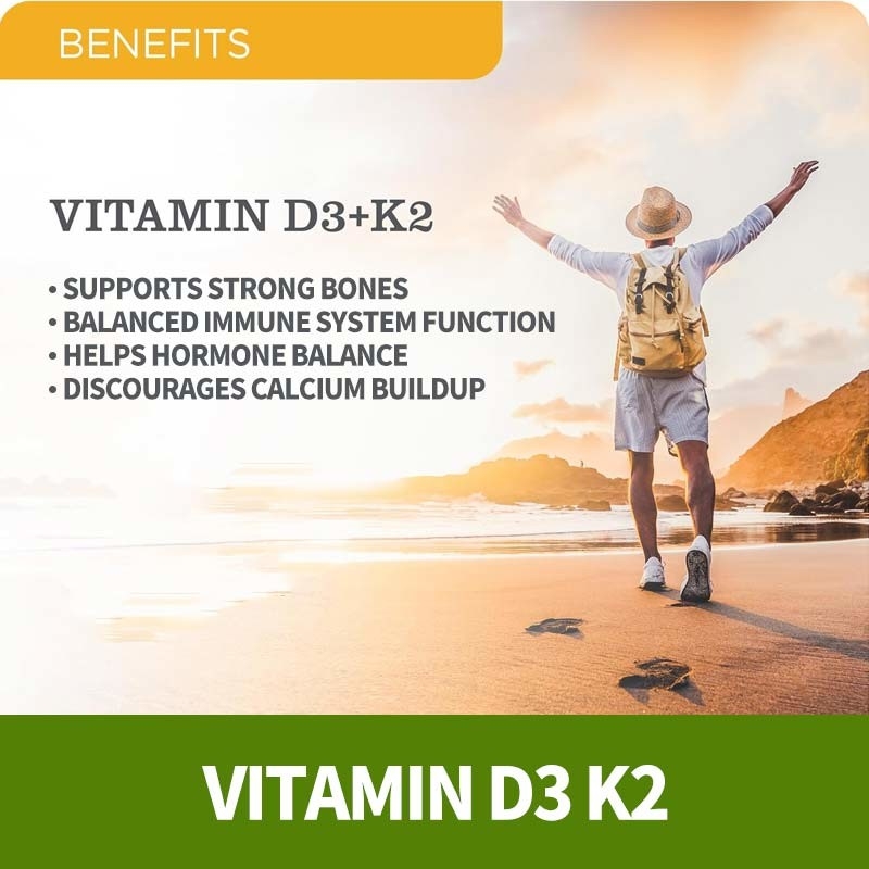 OEM Vegan Immunförderung Vitamin D3+K2 MK7 Diät für Erwachsene Vitamin D3 K2 Kapseln