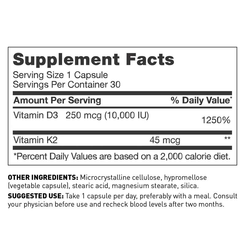 OEM Vegan Immunförderung Vitamin D3+K2 MK7 Diät für Erwachsene Vitamin D3 K2 Kapseln