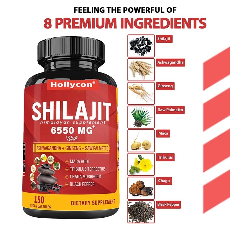 Himalaya Shilajit Ergänzung Energie und Immunsystem unterstützt kombinierte Ashwagandha Ginseng Saw Palmetto Maca