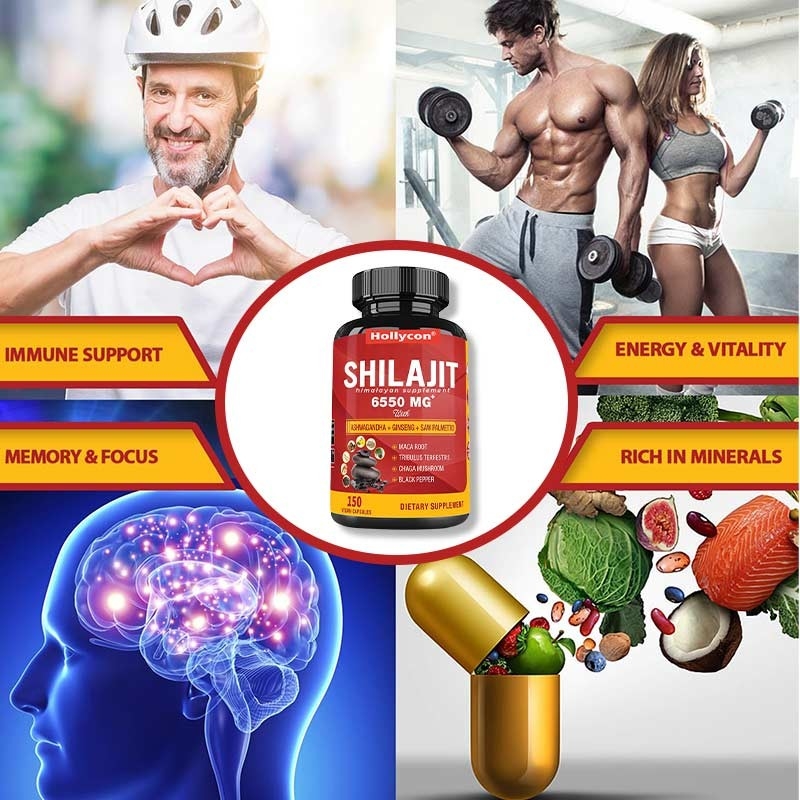Himalaya Shilajit Ergänzung Energie und Immunsystem unterstützt kombinierte Ashwagandha Ginseng Saw Palmetto Maca