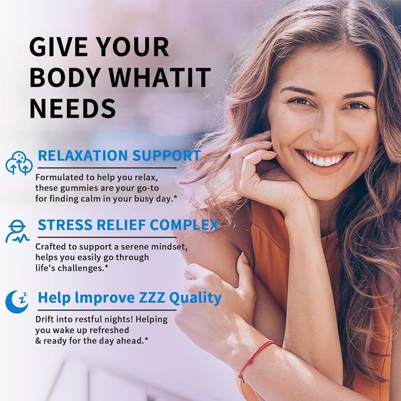 Fabrik-GABA mit L-Theanin 5-HTP Vitamine D3 B12 Stresslinderung Schlafgummies