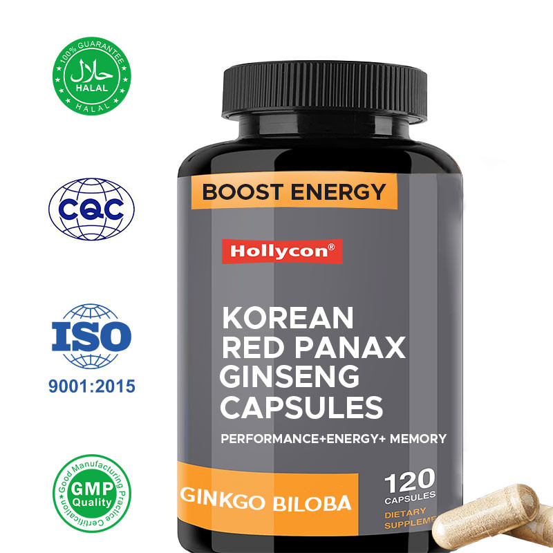 OEM koreanische rote Panax Ginseng Kapseln Ginkgo Biloba Steigern Sie die Energie Konzentration Gedächtnis für Männer und Frauen