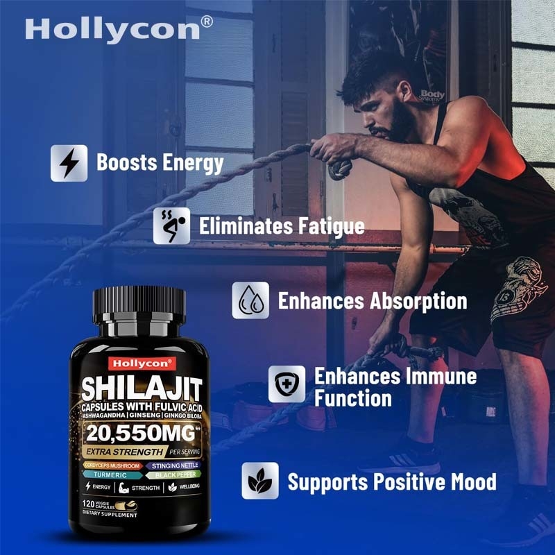 Shilajit Kapseln 85+ Spurenelemente Energie und Immunförderung für Männer und Frauen